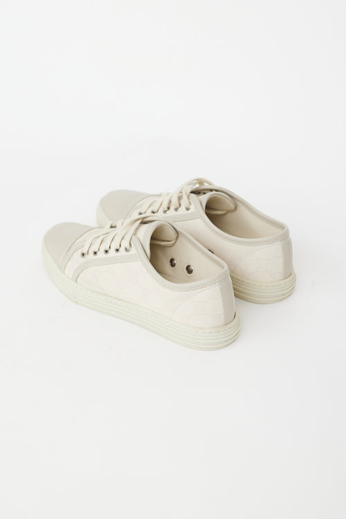 Gucci Cream Leather & Canvas GG Sneaker