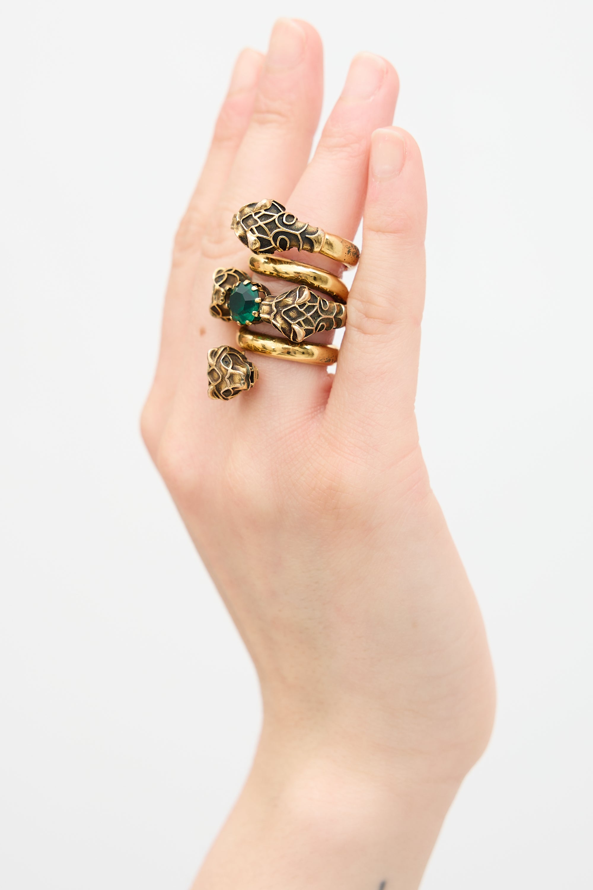 Gucci Crystal Double Head Wrap Ring