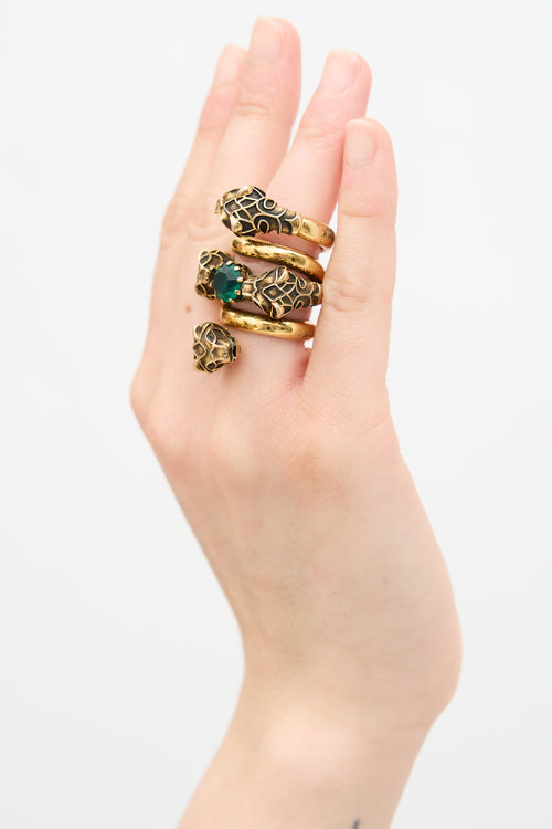 Gucci Crystal Double Head Wrap Ring