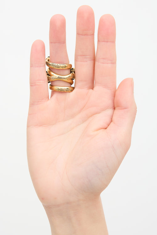 Gucci Crystal Double Head Wrap Ring
