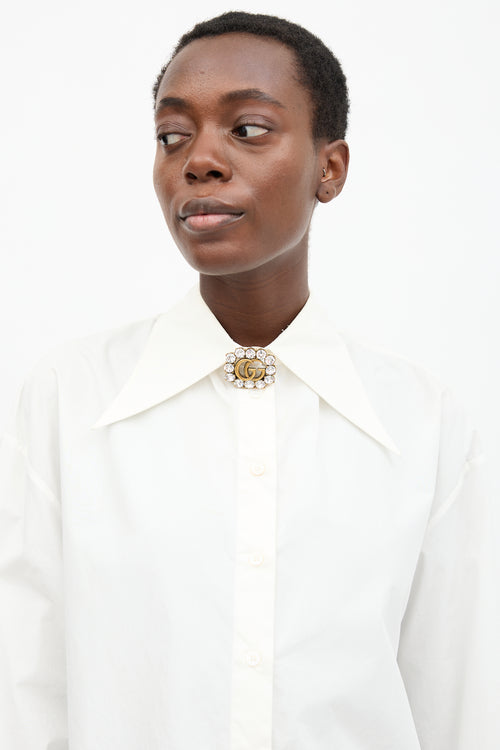 Gucci Crystal Marmont GG Brooch