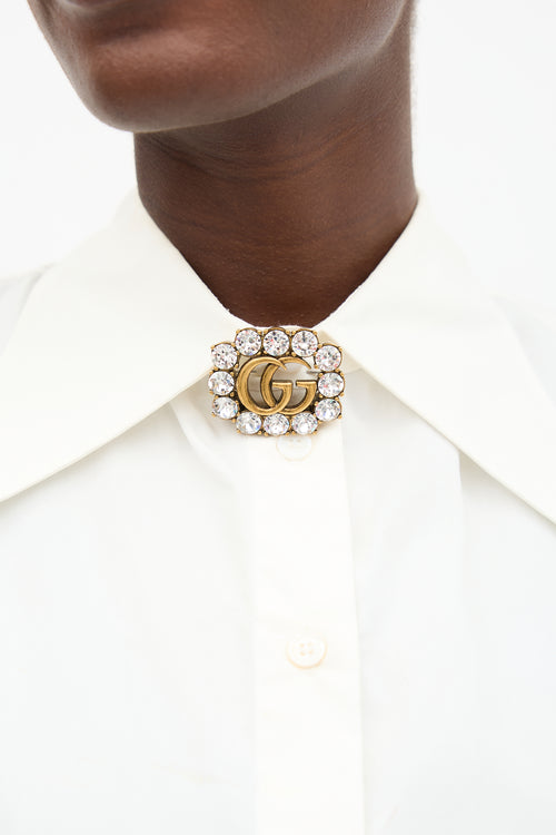 Gucci Crystal Marmont GG Brooch