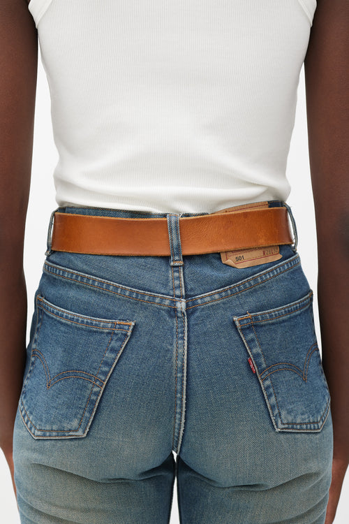 Gucci Dark Brown & Gold Leather Marmont Belt