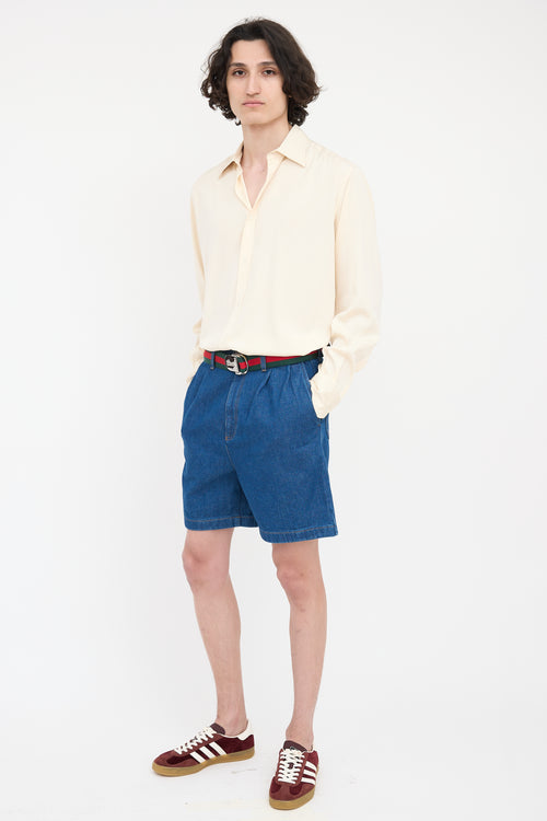 Gucci Denim Embroidered Shorts