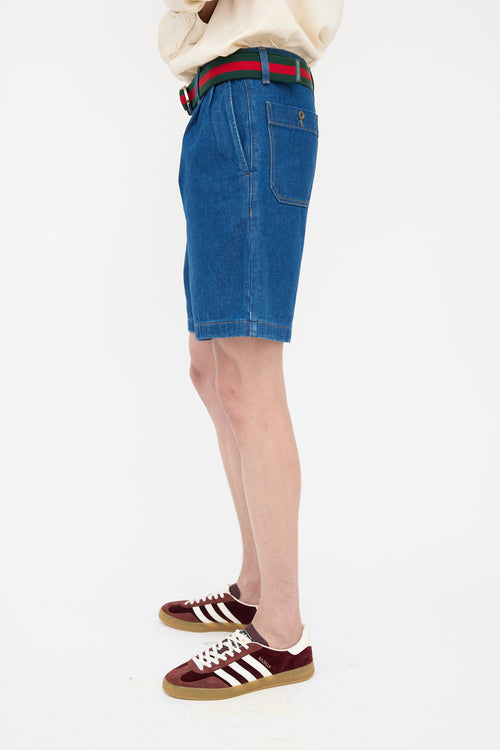 Gucci Denim Embroidered Shorts