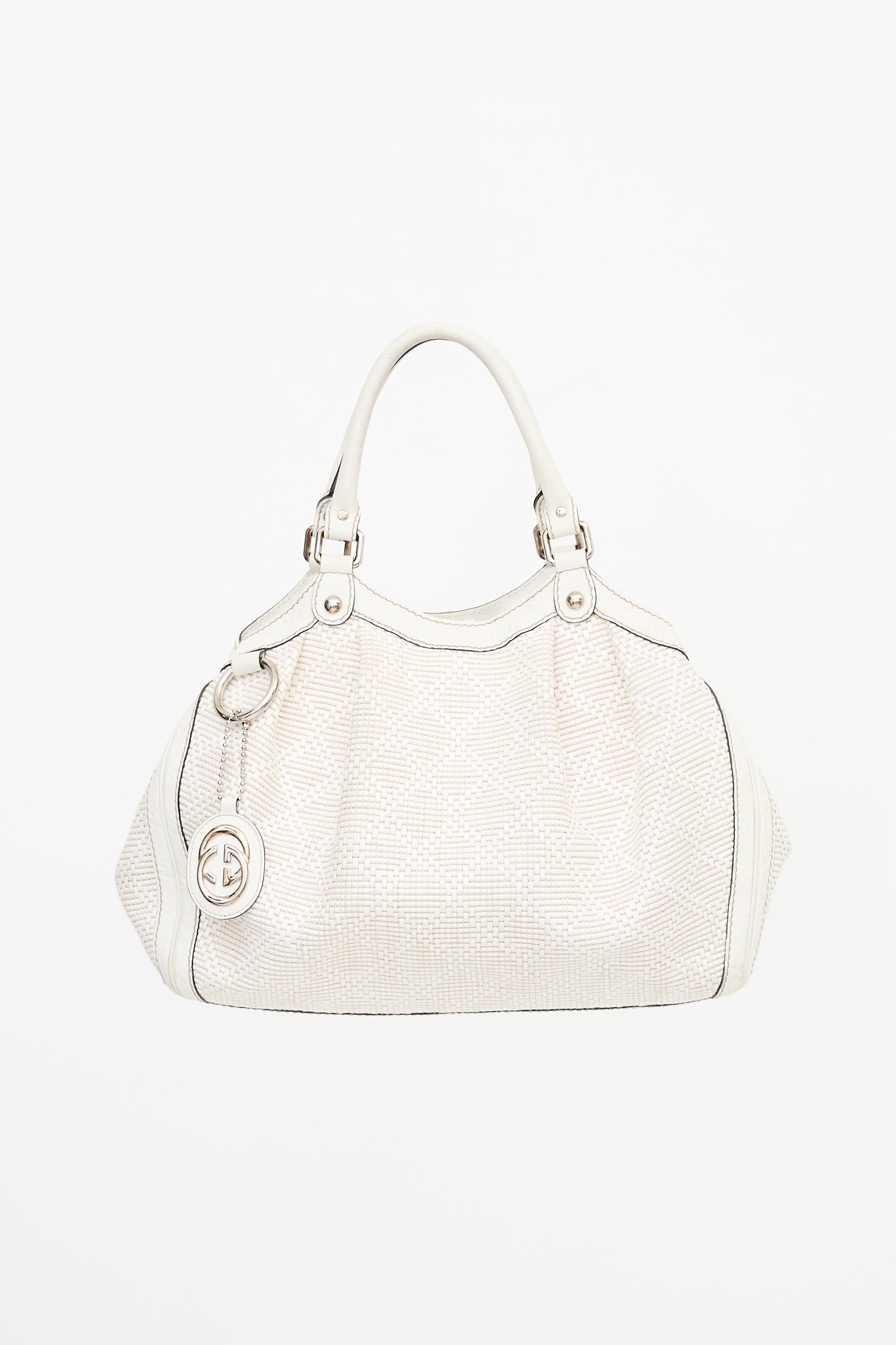 Gucci Diamante Raffia & Leather Medium Sukey Bag