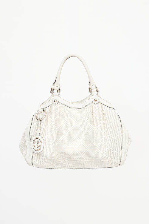 Gucci Diamante Raffia & Leather Medium Sukey Bag