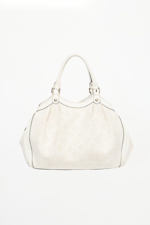 Gucci Diamante Raffia & Leather Medium Sukey Bag