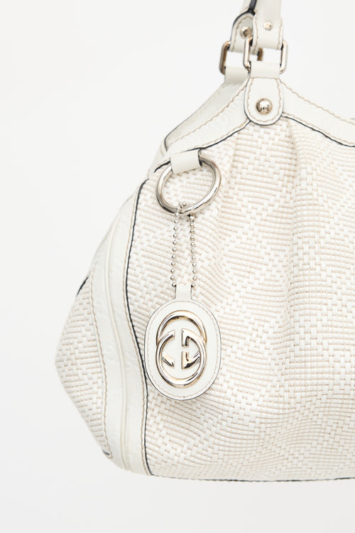 Gucci Diamante Raffia & Leather Medium Sukey Bag
