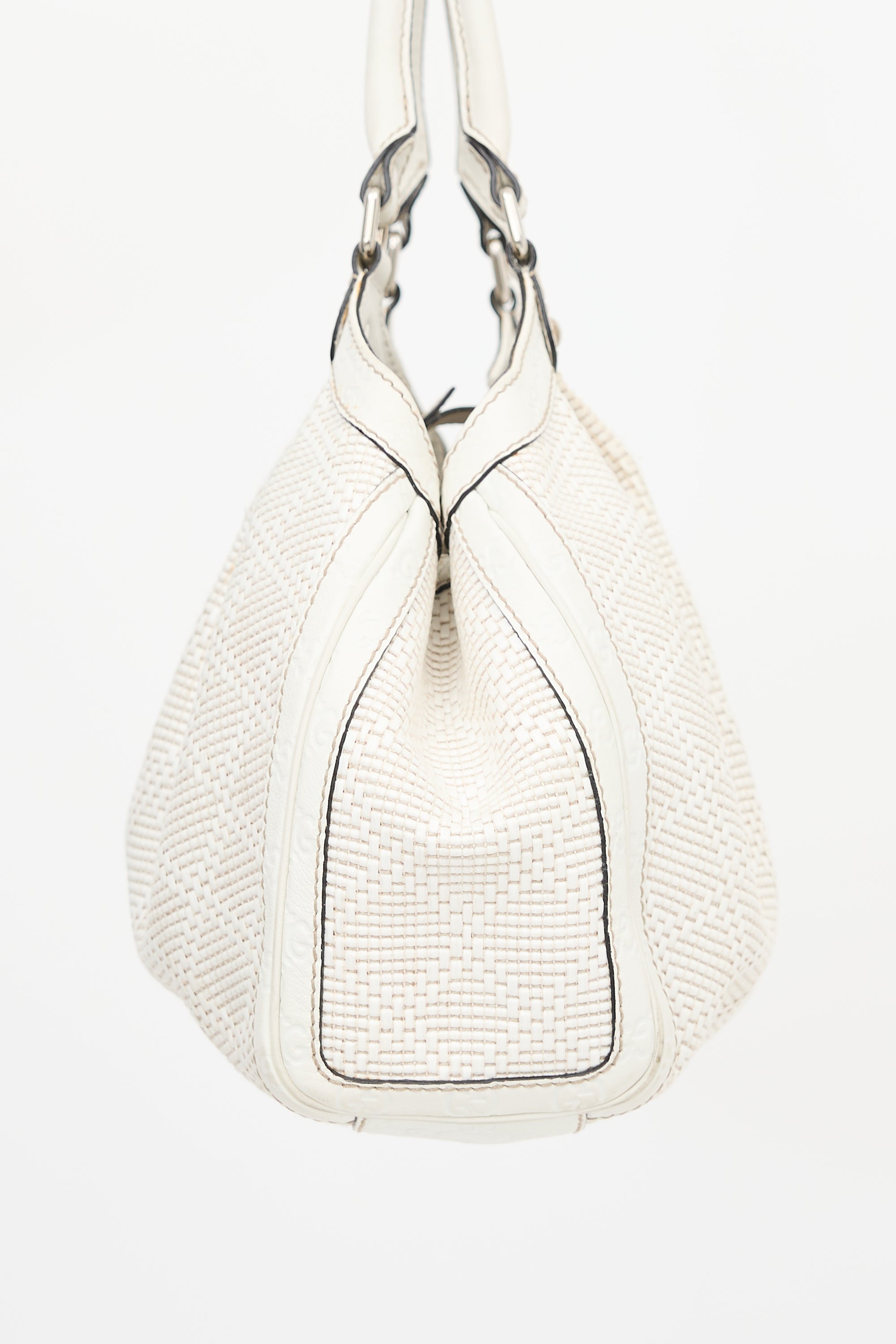 Gucci Diamante Raffia & Leather Medium Sukey Bag