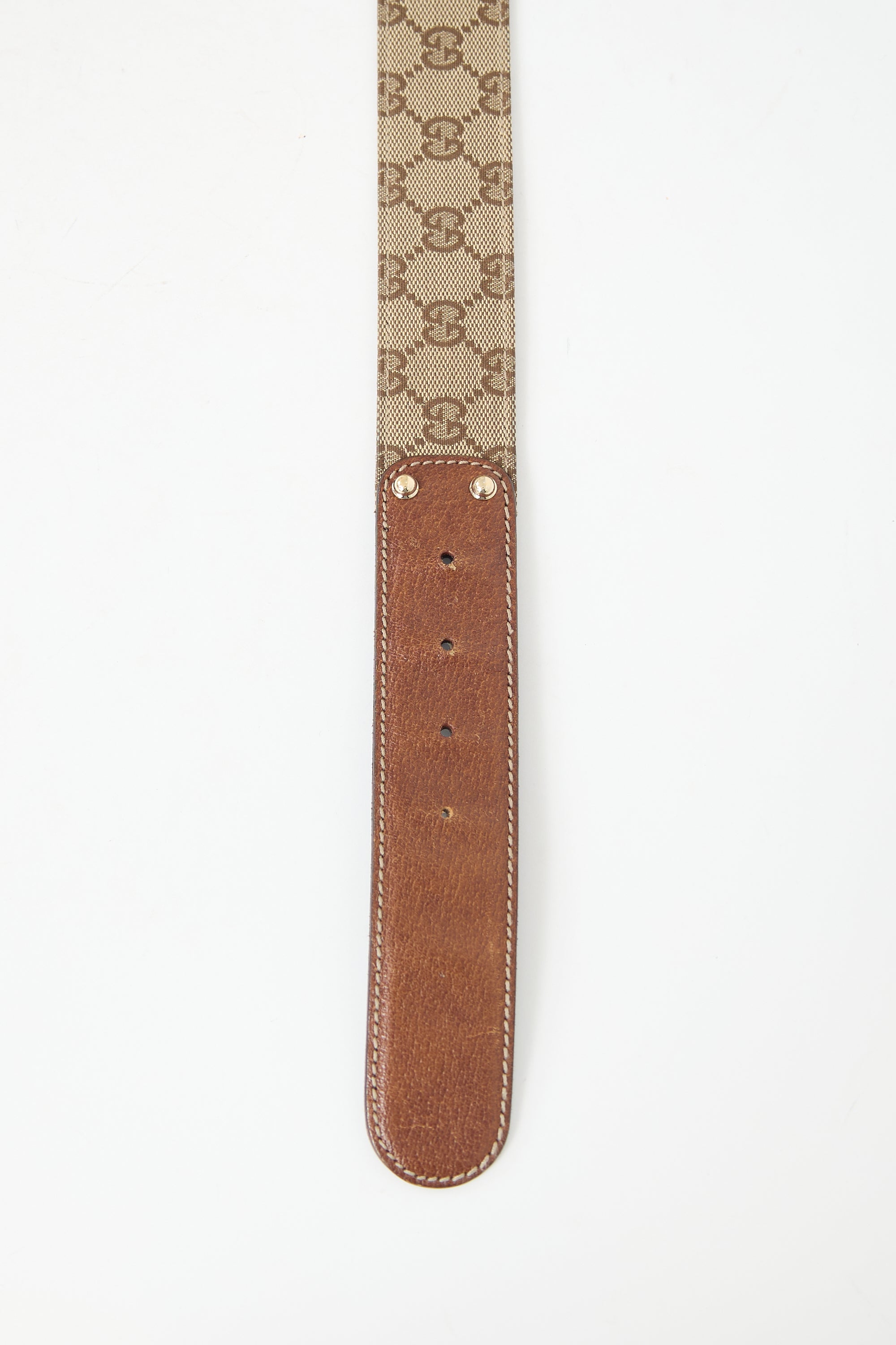 Gucci Canvas & Leather Monogram Belt