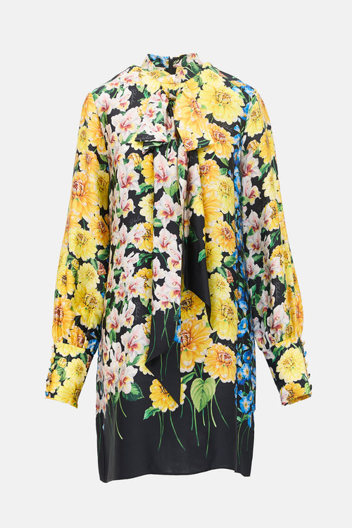 Gucci FW 2017 Silk Satin Floral Dress