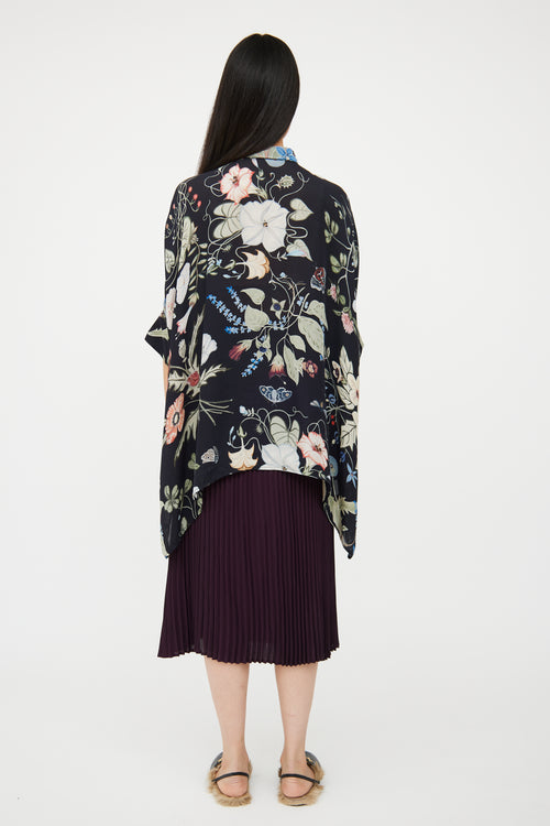Floral Asymmetrical Shirt