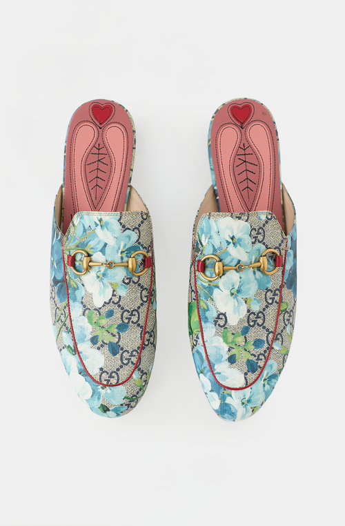 Gucci Coated Canvas Floral GG Princetown Mule