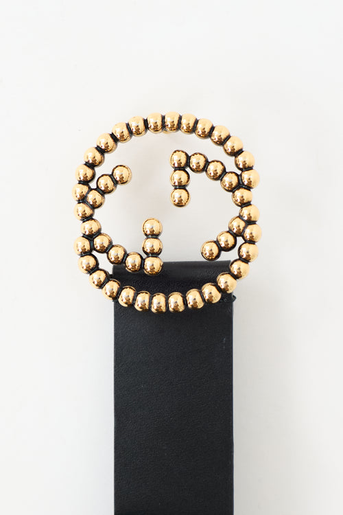 Gucci Leather & Beaded GG Belt