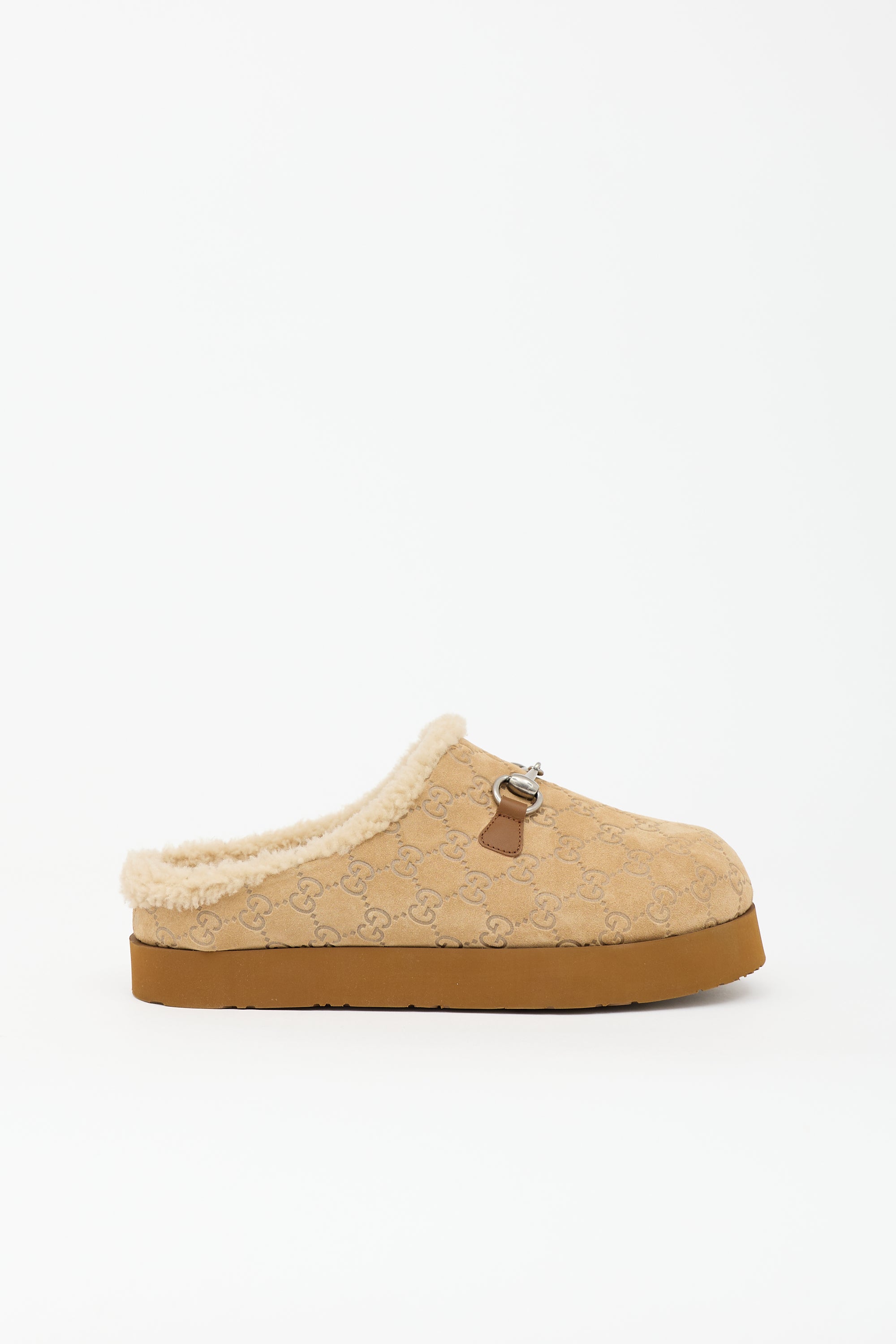 Gucci GG Shearling Platform Mule