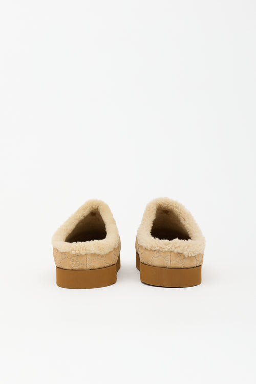 Gucci GG Shearling Platform Mule