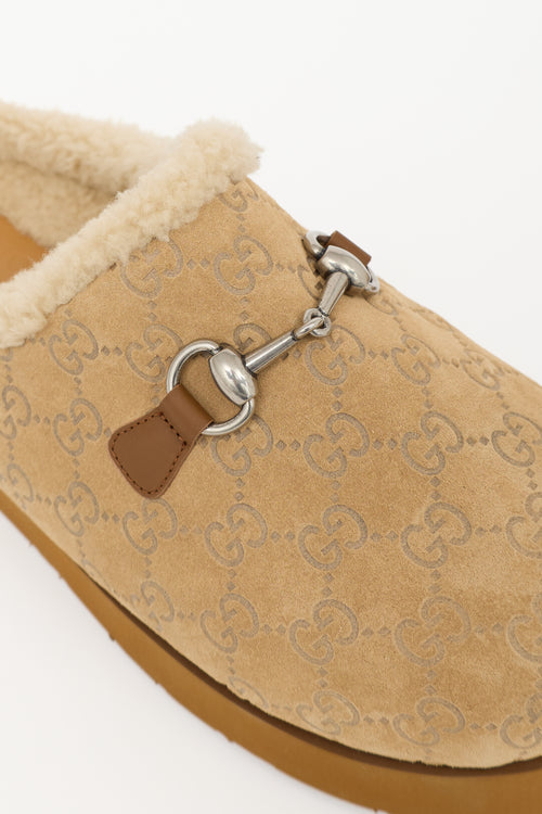 Gucci GG Shearling Platform Mule