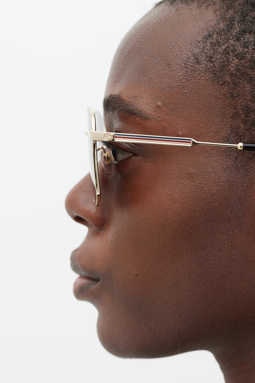 Gucci Gold & Brown GG0852SK Sqaure Sunglasses