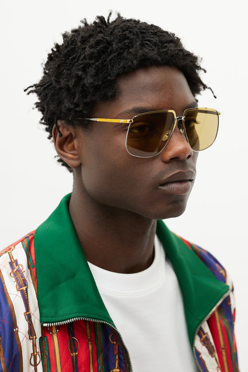 Gucci Silver & Gold GG0365S Aviator Sunglasses