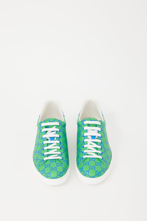 Gucci Green & Blue Canvas GG Supreme Ace Sneaker