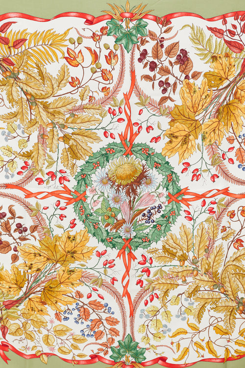 Gucci Green & Multi Silk Autumn Scarf