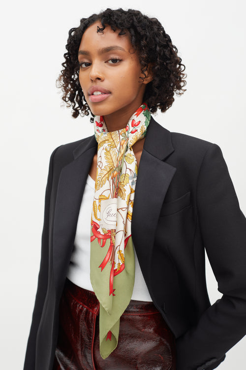 Gucci Green & Multi Silk Autumn Scarf