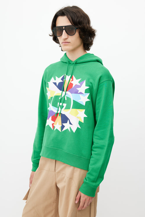 Gucci Green & Multicolour GG Star Logo Hoodie