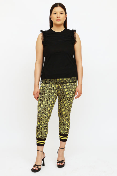 Gucci Yellow & Brown Knit Print Jacquard Legging