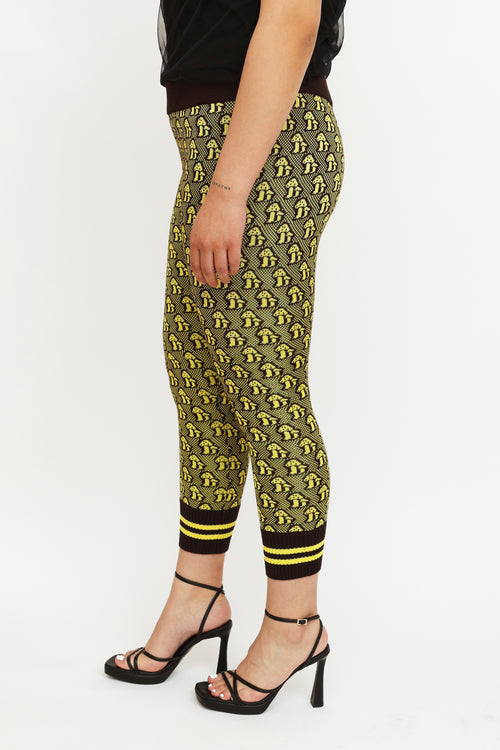 Gucci Yellow & Brown Knit Print Jacquard Legging
