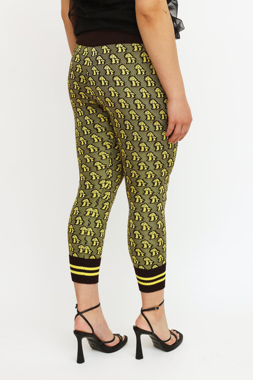 Gucci Yellow & Brown Knit Print Jacquard Legging