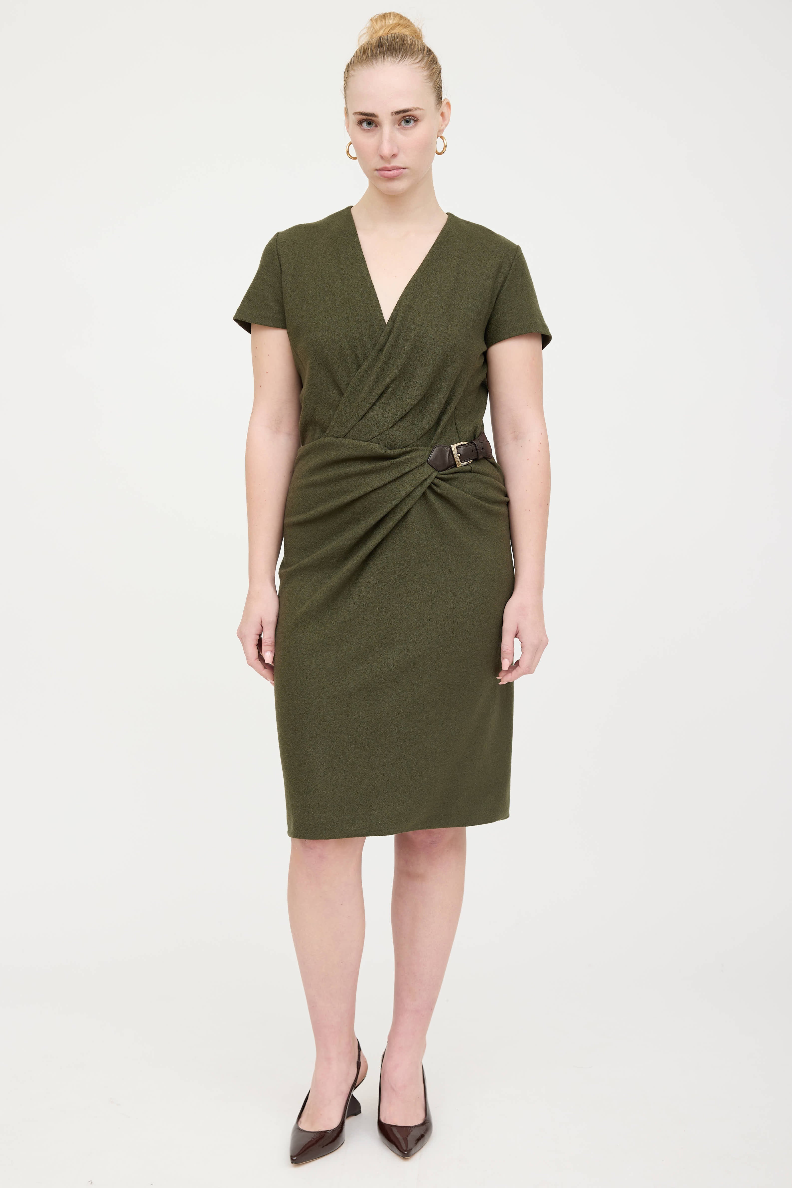Gucci Wool Belted Drape Dress