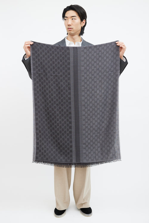 Gucci Grey & Black Guccissima Scarf