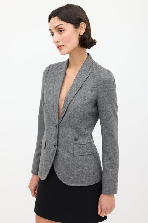 Gucci Grey & Black Wool Logo Blazer
