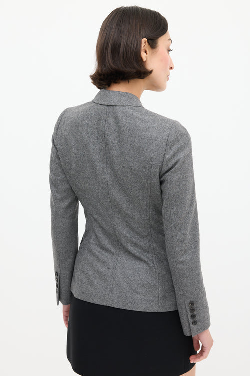 Gucci Grey & Black Wool Logo Blazer