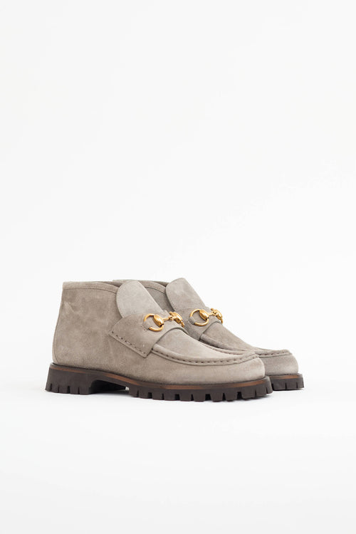 Gucci Suede Horsebit Ankle Loafer