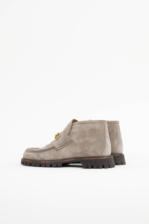 Gucci Suede Horsebit Ankle Loafer