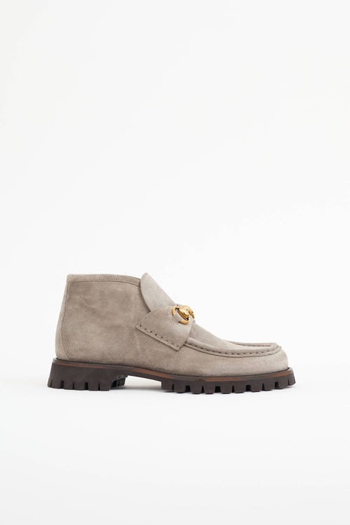Gucci Suede Horsebit Ankle Loafer