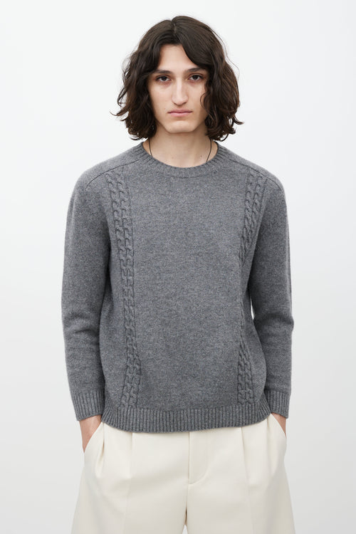 Gucci Grey & Multicolour Wool Knit Sweater