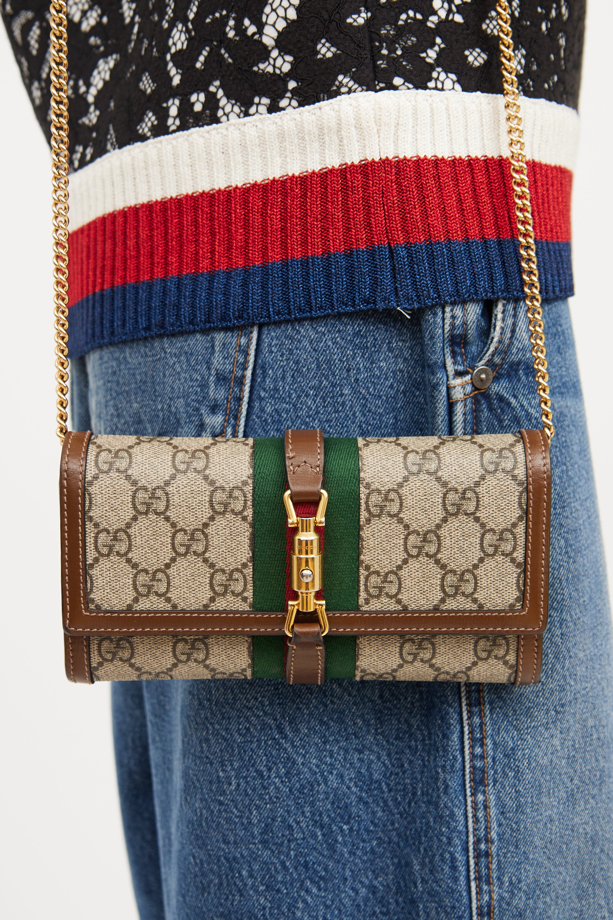 Gucci Brown Jackie 1961 Wallet On Chain