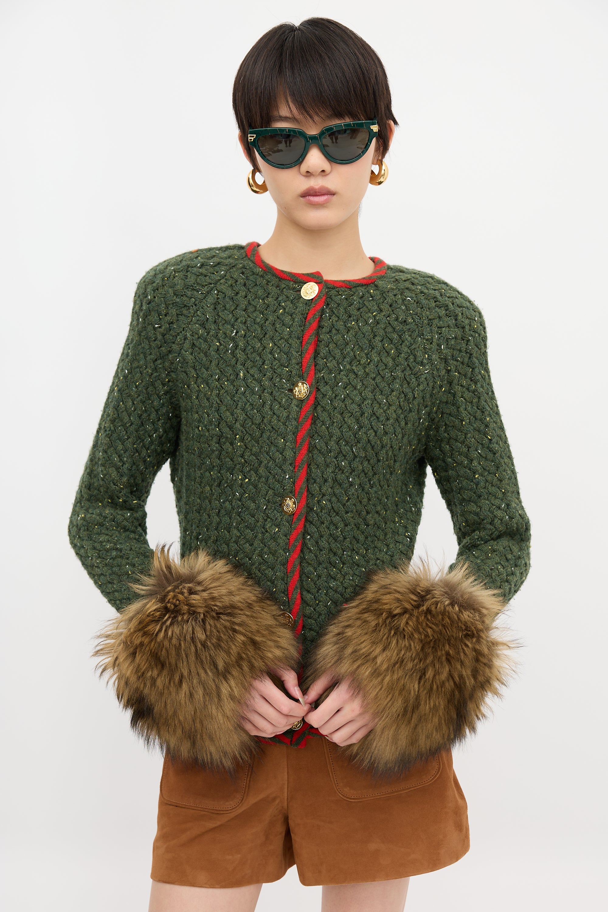 Gucci Knit Fur Trim Jacket