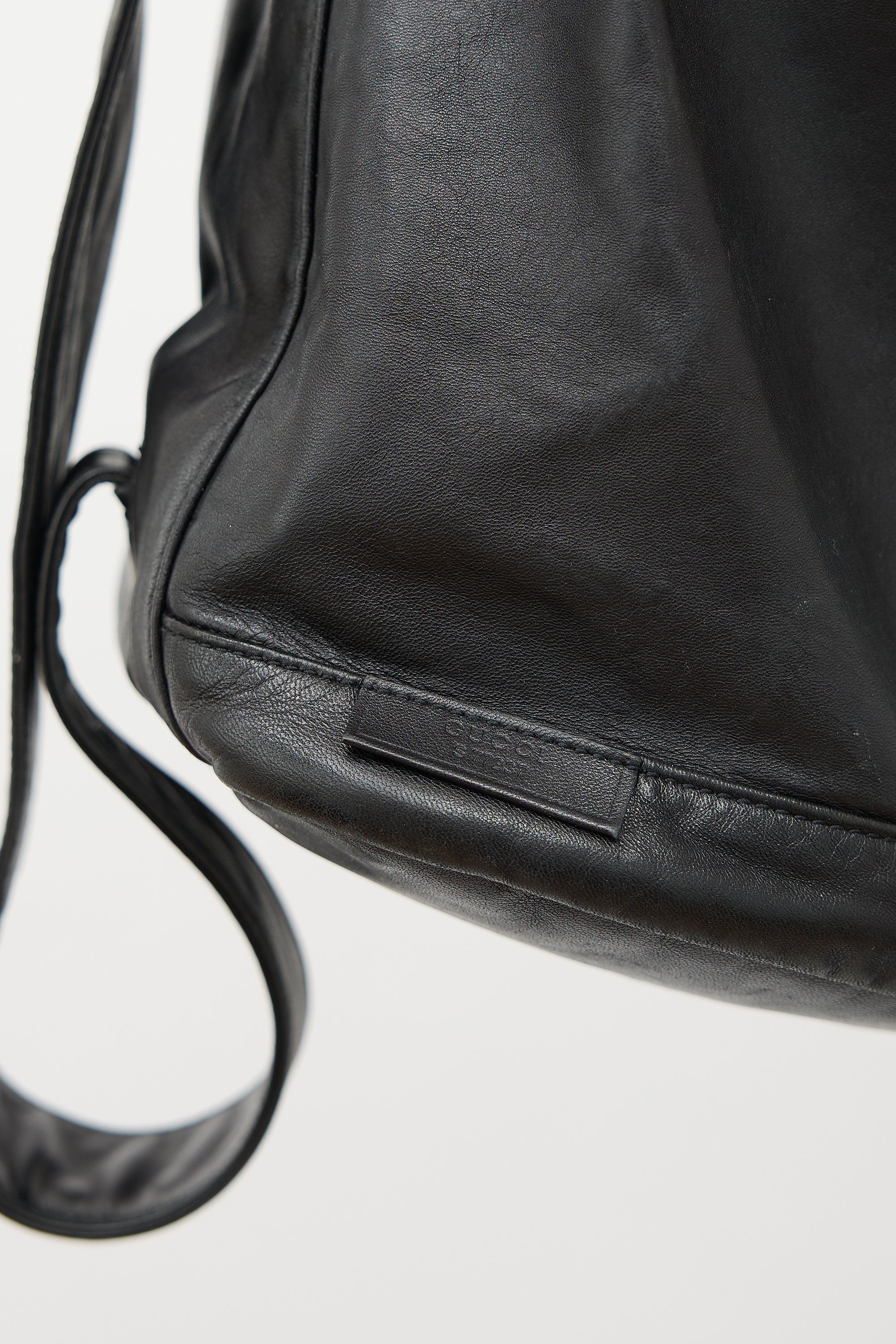 Gucci Leather Drawstring Bag
