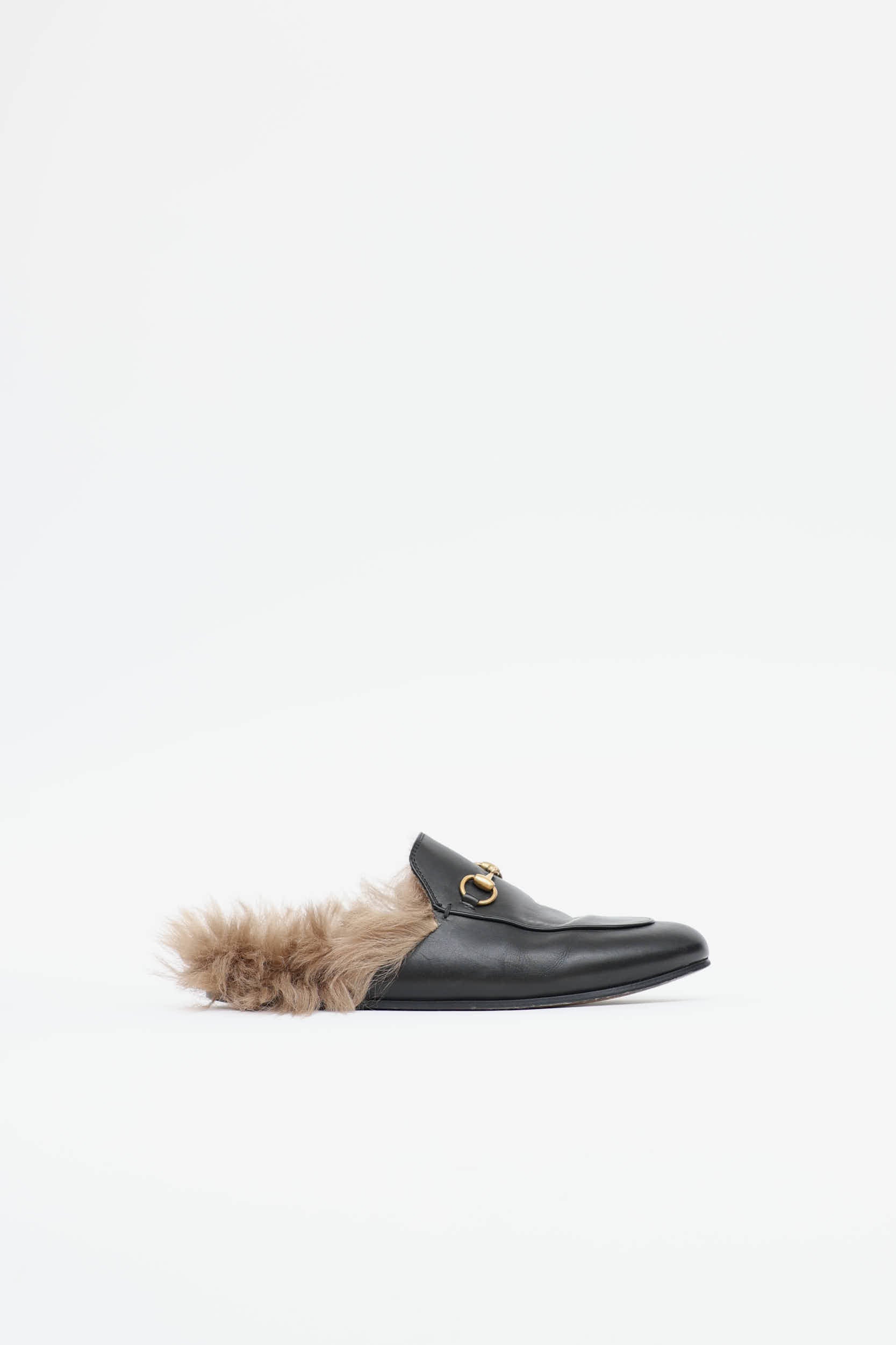 Gucci Leather & Fur Princetown Mule