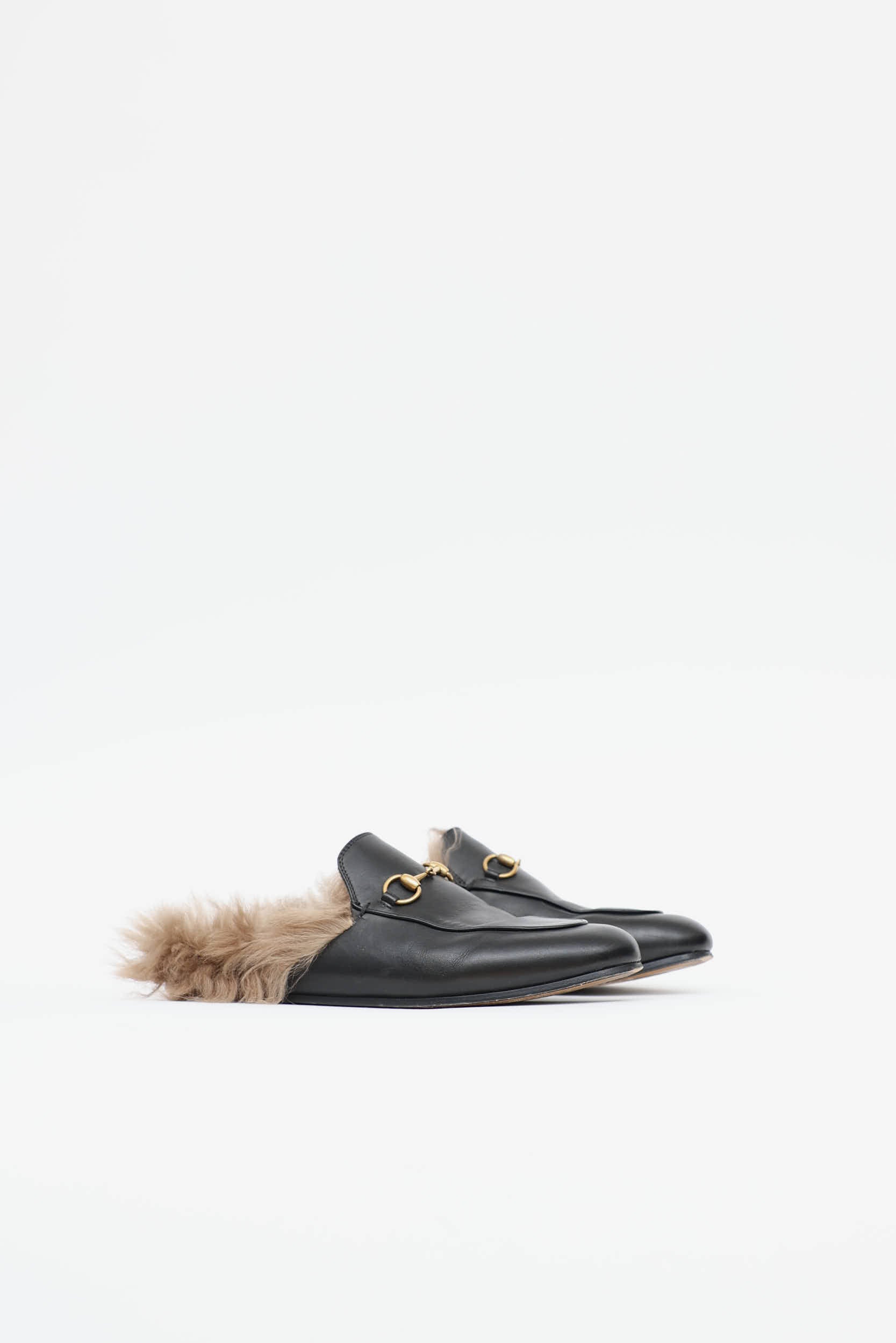 Gucci Leather & Fur Princetown Mule