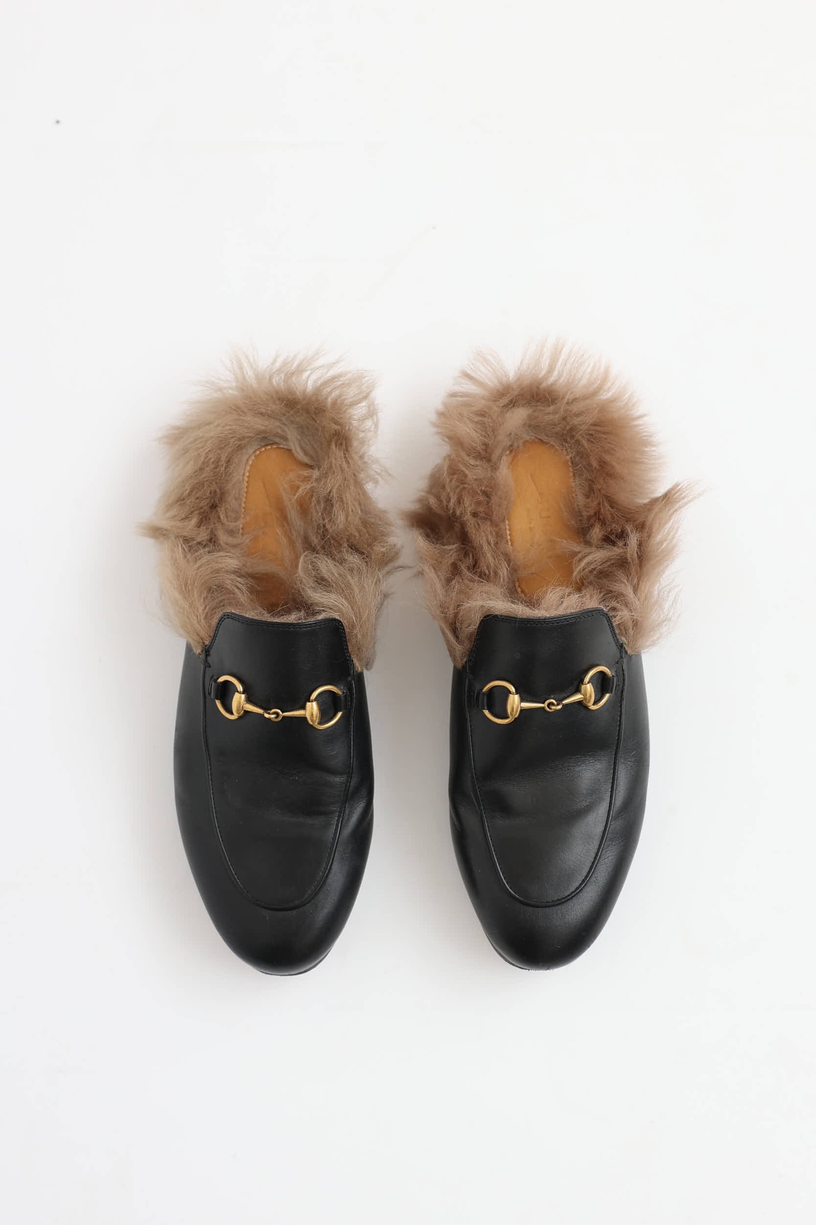Gucci Leather & Fur Princetown Mule
