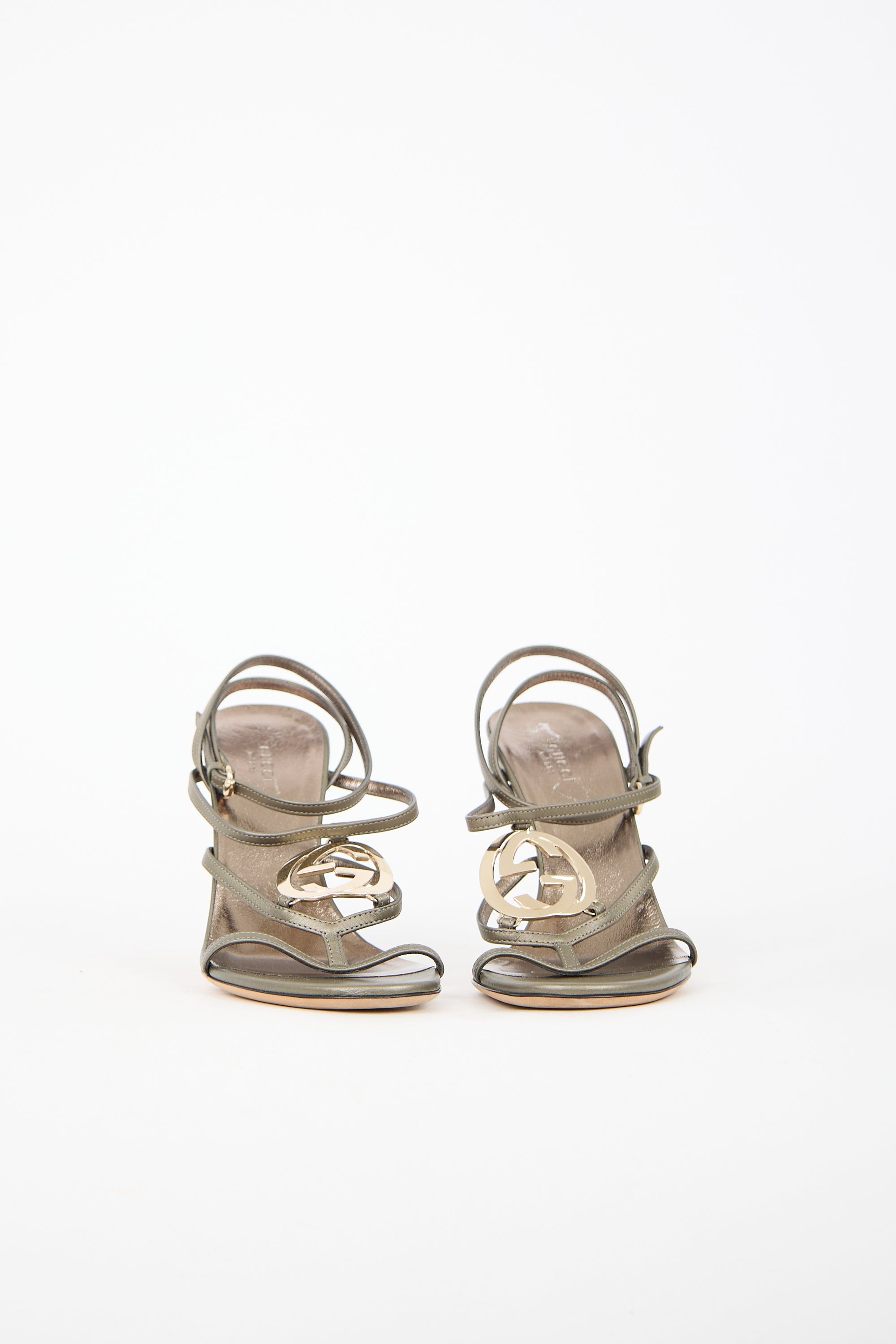 Gucci Metallic Leather GG Sandal