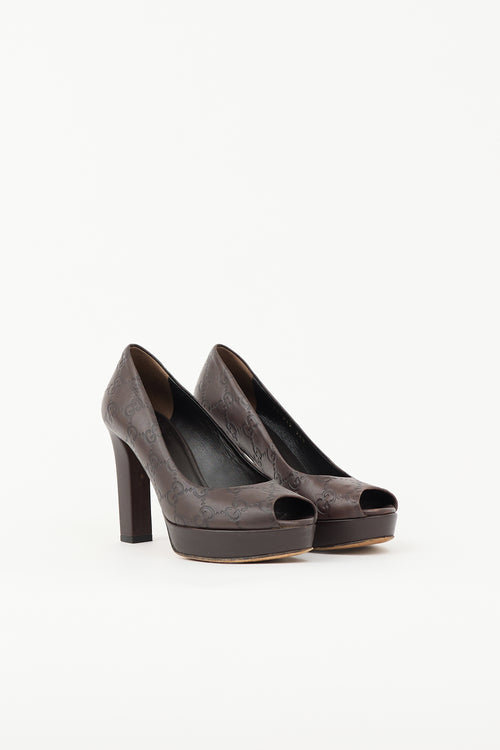 Gucci Leather Guccissima Pump