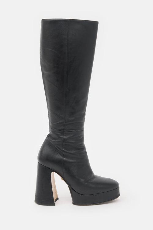 Gucci Leather Platform Knee Boot