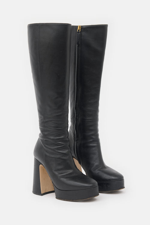 Gucci Leather Platform Knee Boot