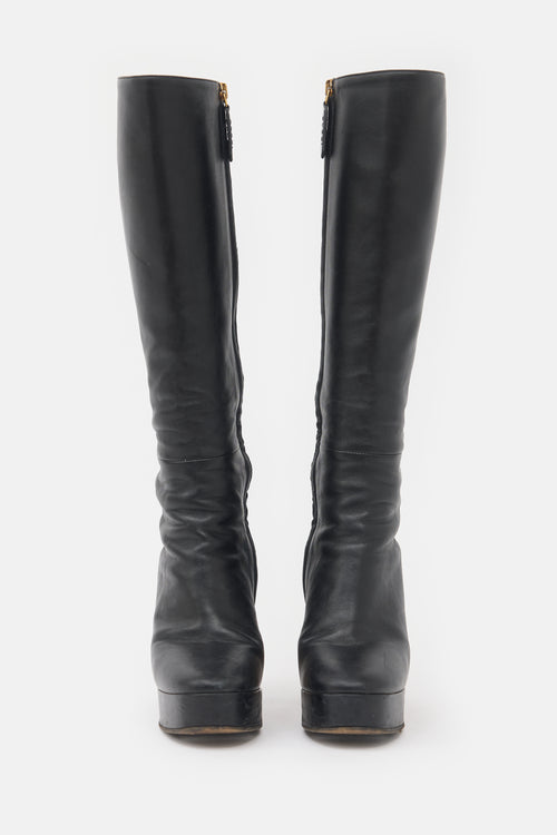 Gucci Leather Platform Knee Boot
